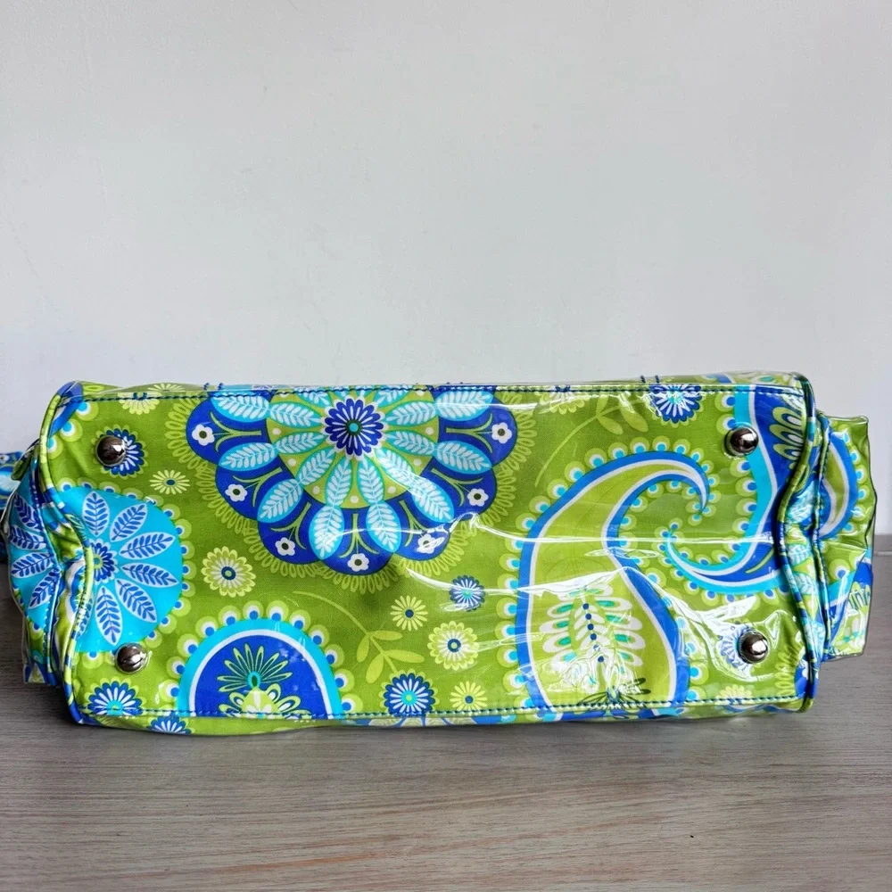 Kalencom New Orleans Paisley Diaper Bag NEW Laminated Fabric Tote Blue‎ Green
